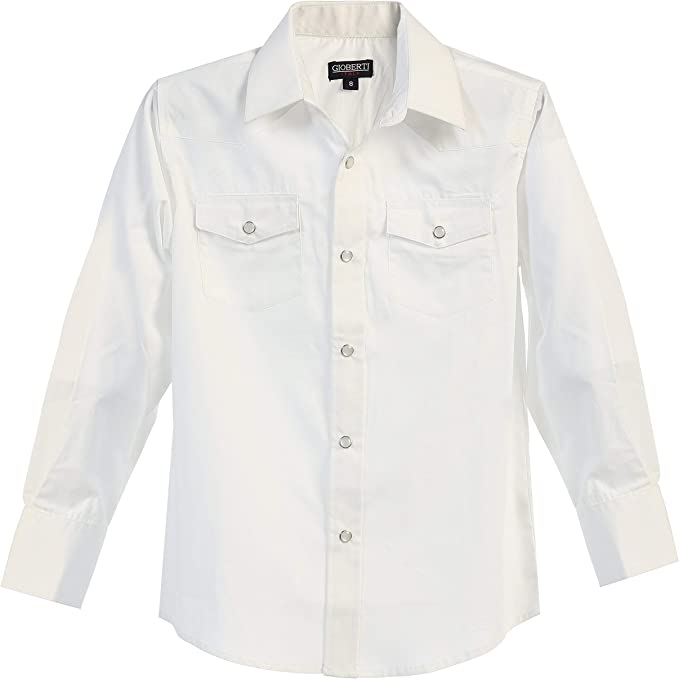 Men's Casual Western Cowboy Solid Long Sleeve Shirt with Pearl Snap-On Buttons
