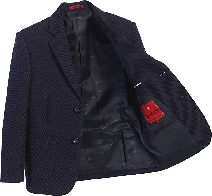 Boys Lightweight Waffle Weave Textured Blazer Jacket Navy
