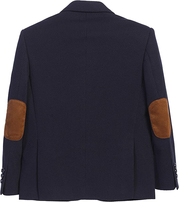 Boys Lightweight Waffle Weave Textured Blazer Jacket Navy