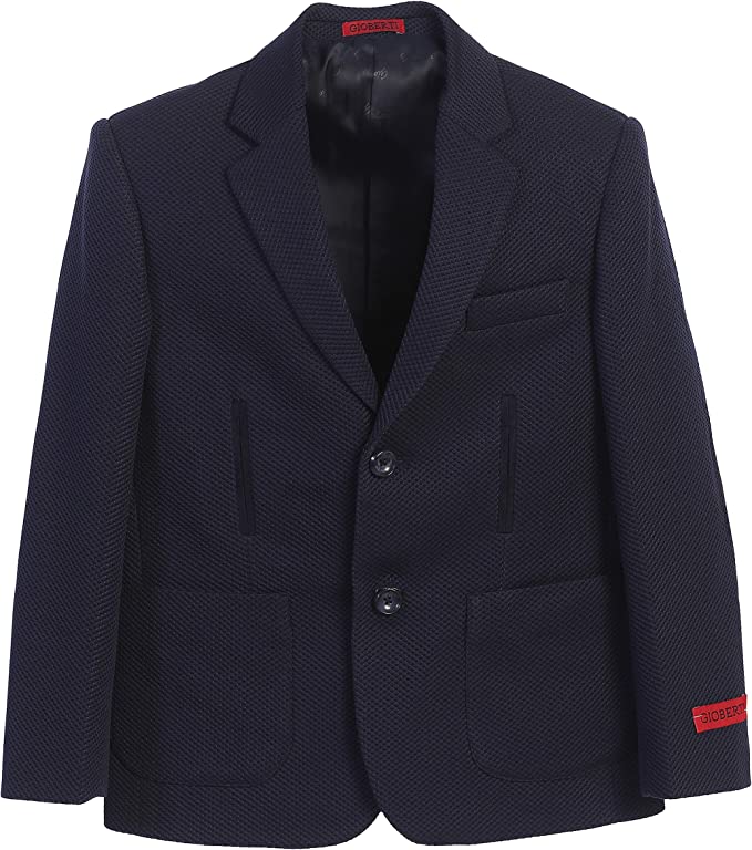 Boys Lightweight Waffle Weave Textured Blazer Jacket Navy