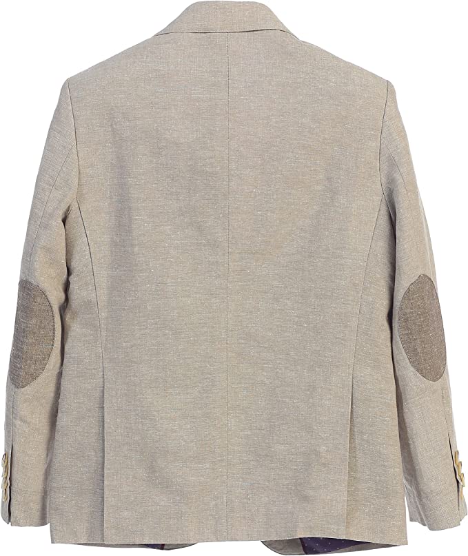 Boys Stone Linen Blazer with Elbow Patch