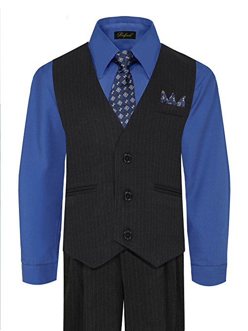 Boys Vest Pants Pinstriped 5 Piece Set With Shirt And Tie - Royal Blue Suit Addiction Boys Vest Pants Pinstriped 5 Piece Set With Shirt And Tie - Royal Blue Suit Addiction