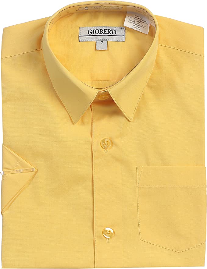 Boy's Short Sleeve Solid Dress Shirt - Banana
