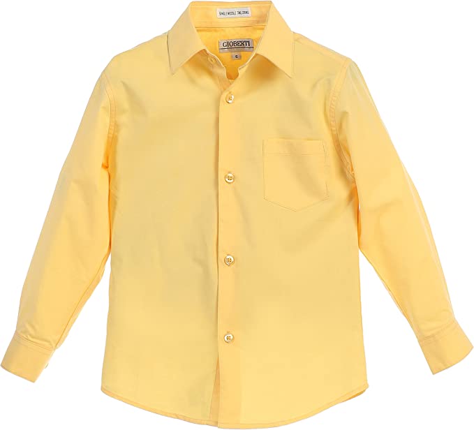 Boy's Long Sleeve Solid Dress Shirt -Banana