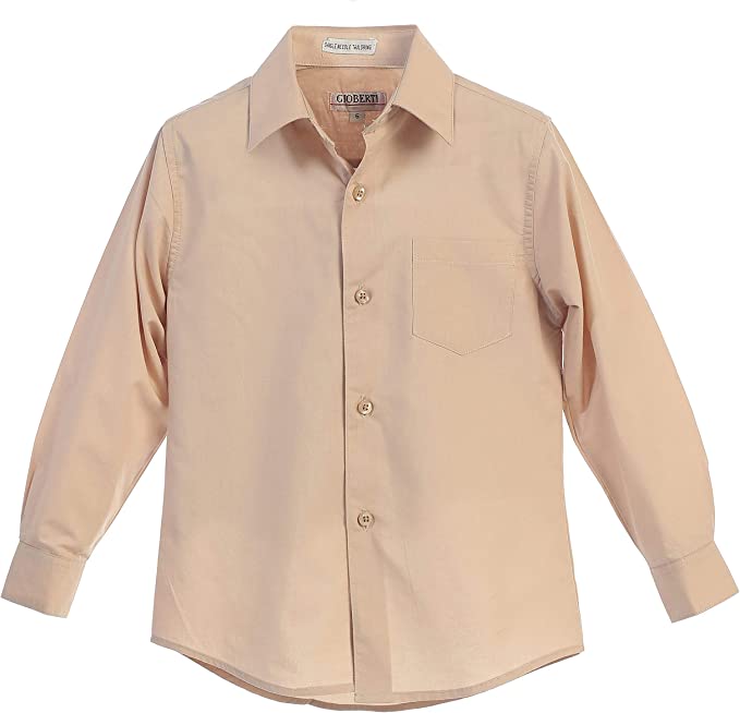 Boy's Long Sleeve Solid Dress Shirt - Khaki