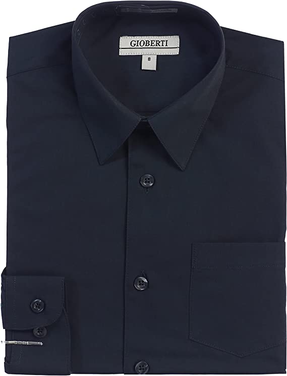 Boy's Long Sleeve Solid Dress Shirt - Navy