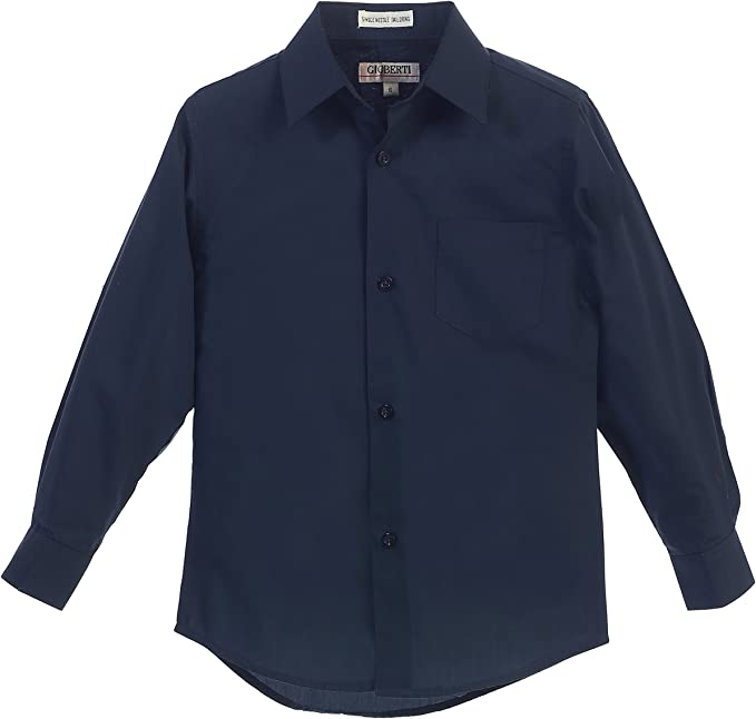 Boy's Long Sleeve Solid Dress Shirt - Navy