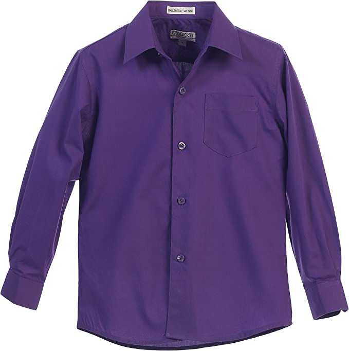 Boy's Long Sleeve Solid Dress Shirt - Purple