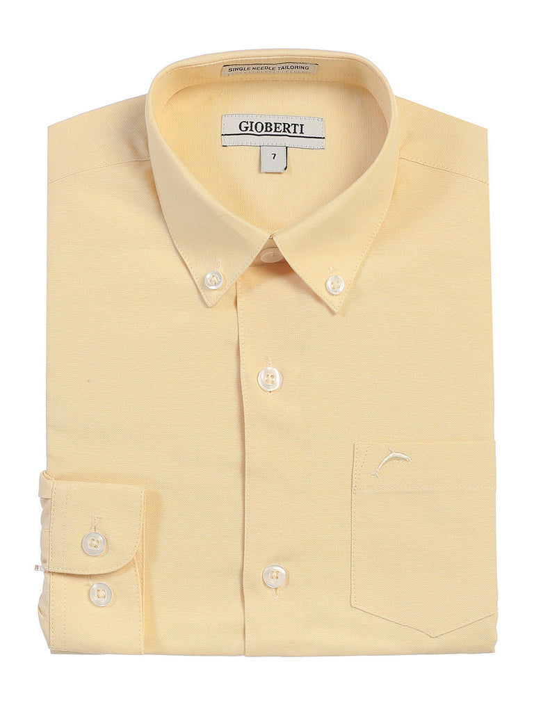 Boy's Oxford Long Sleeve Dress Shirt - Yellow