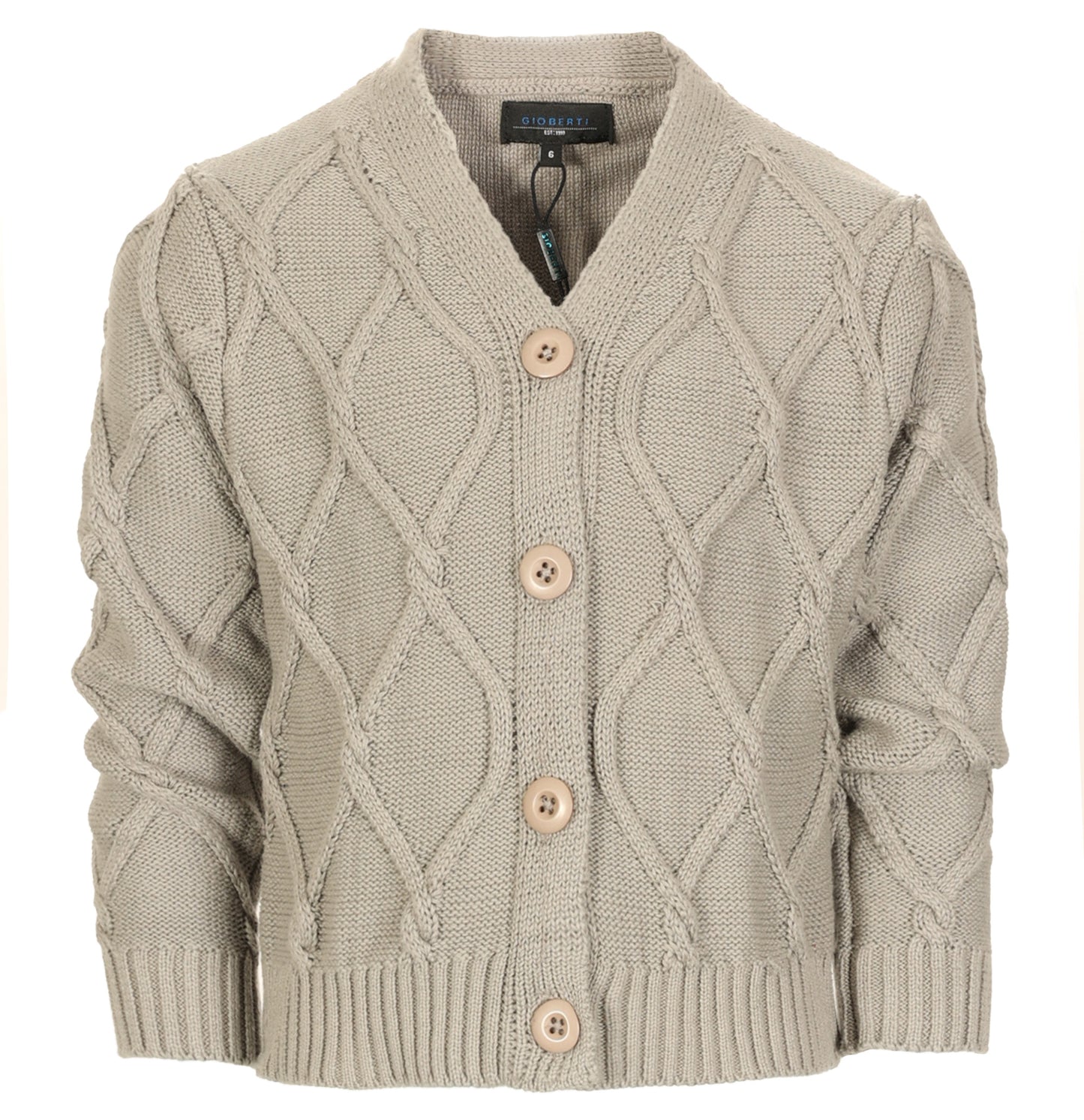 Boys Knitted V-Neck Button Up Cardigan Sweater - Gary