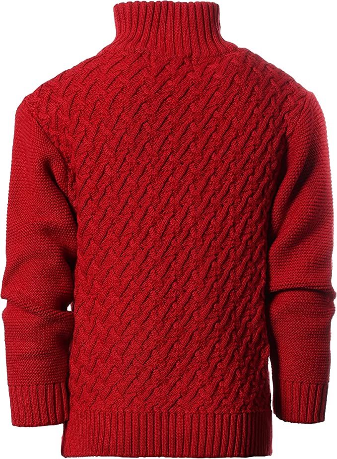Mock Neck Pullover Knitted Sweater - Red
