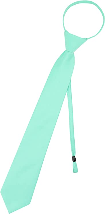 Pre Tied Junior Necktie Solid Color Adjustable Zipper Neck Tie