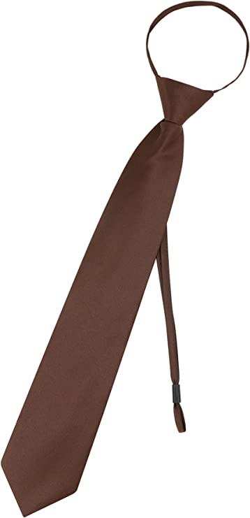 Pre Tied Junior Necktie Solid Color Adjustable Zipper Neck Tie
