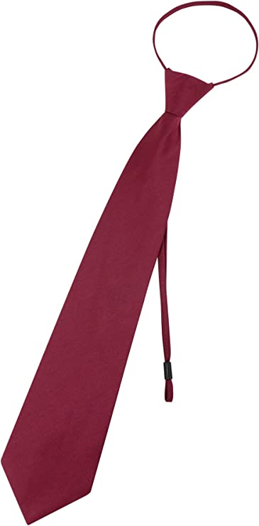 Pre Tied Junior Necktie Solid Color Adjustable Zipper Neck Tie
