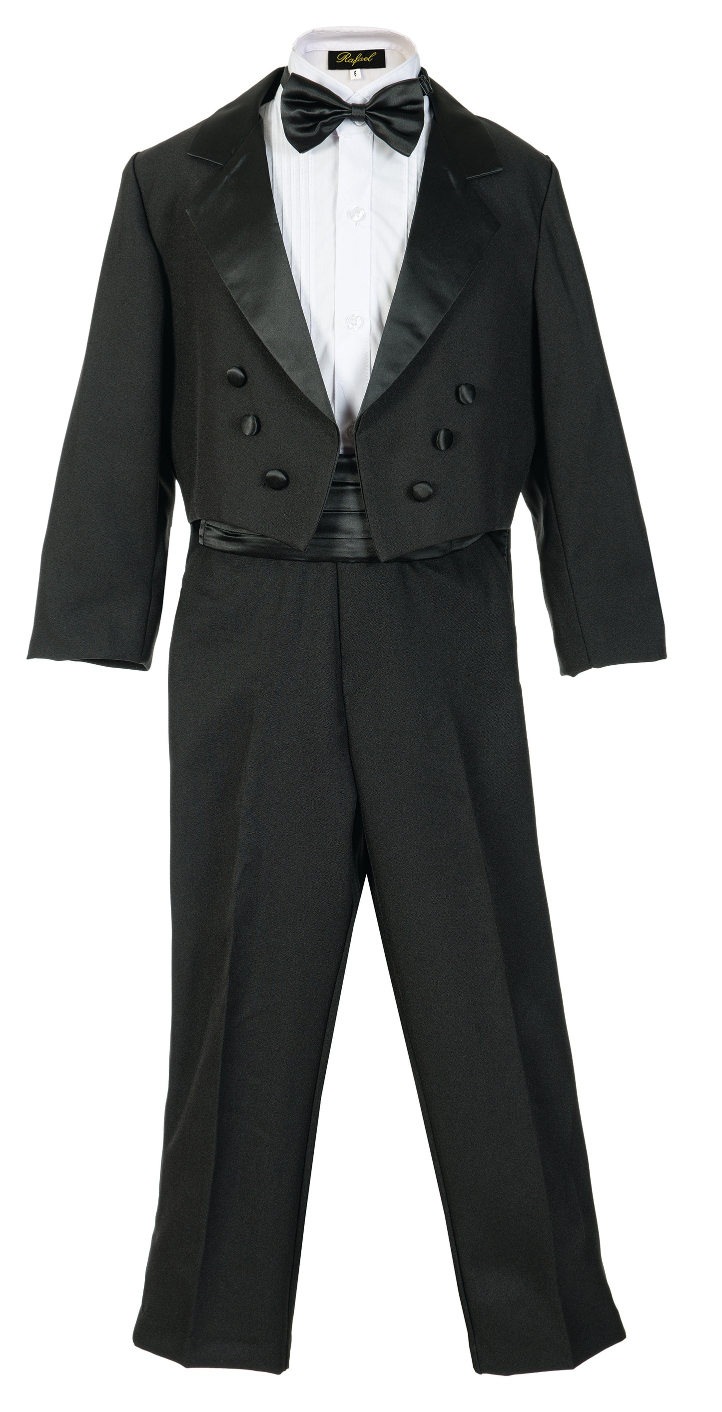 Boys 5- Piece Tail Tuxedo Set With Shirt And Bow Tie -Black