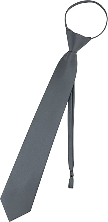 Pre Tied Junior Necktie Solid Color Adjustable Zipper Neck Tie