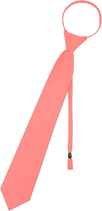 Pre Tied Junior Necktie Solid Color Adjustable Zipper Neck Tie