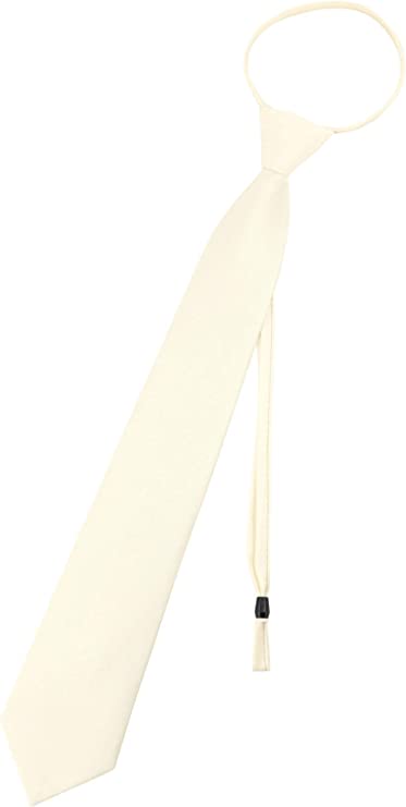 Pre Tied Junior Necktie Solid Color Adjustable Zipper Neck Tie