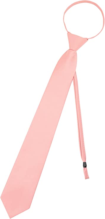 Pre Tied Junior Necktie Solid Color Adjustable Zipper Neck Tie