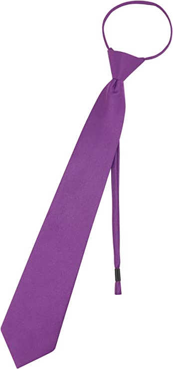 Pre Tied Junior Necktie Solid Color Adjustable Zipper Neck Tie