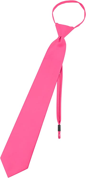 Pre Tied Junior Necktie Solid Color Adjustable Zipper Neck Tie