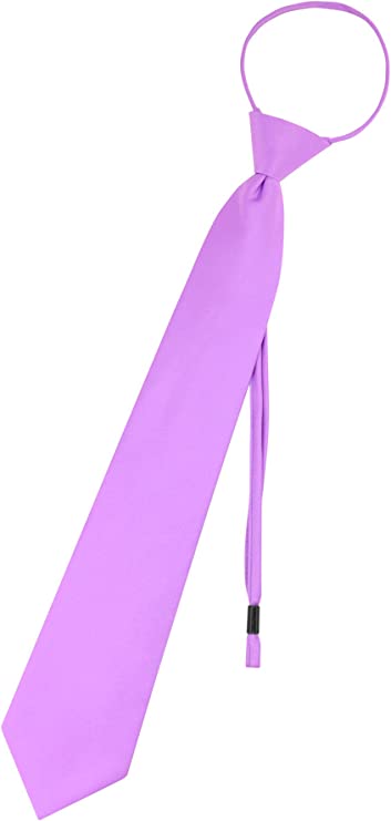 Pre Tied Junior Necktie Solid Color Adjustable Zipper Neck Tie