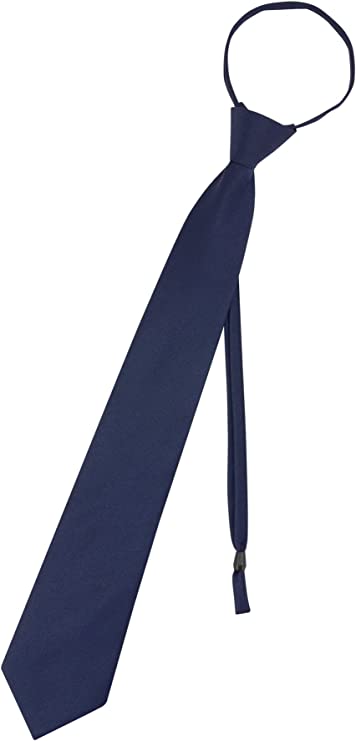 Pre Tied Junior Necktie Solid Color Adjustable Zipper Neck Tie