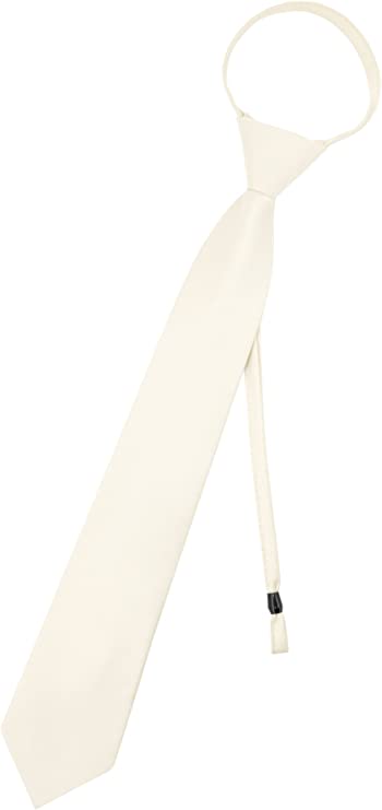 Pre Tied Junior Necktie Solid Color Adjustable Zipper Neck Tie