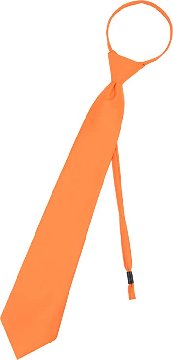Pre Tied Junior Necktie Solid Color Adjustable Zipper Neck Tie