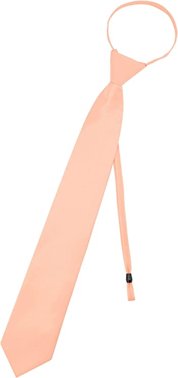 Pre Tied Junior Necktie Solid Color Adjustable Zipper Neck Tie
