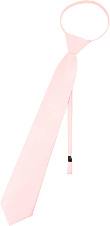 Pre Tied Junior Necktie Solid Color Adjustable Zipper Neck Tie
