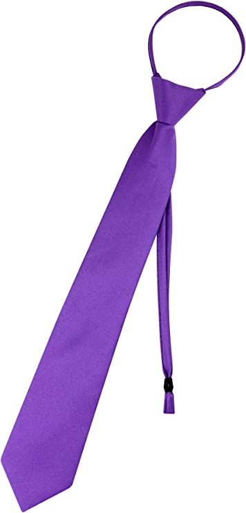 Pre Tied Junior Necktie Solid Color Adjustable Zipper Neck Tie