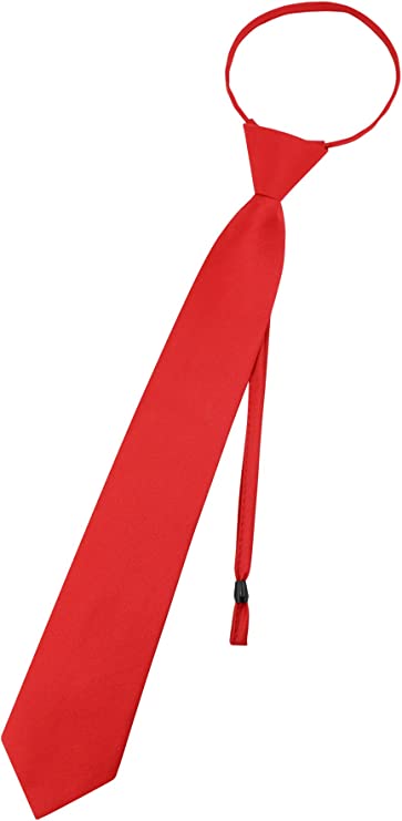 Pre Tied Junior Necktie Solid Color Adjustable Zipper Neck Tie