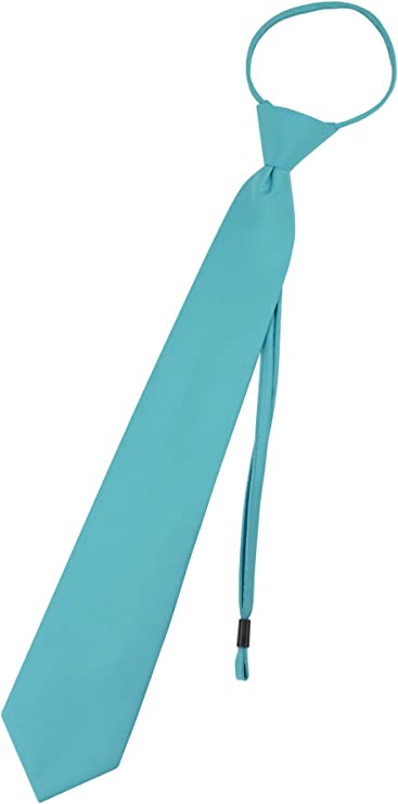 Pre Tied Junior Necktie Solid Color Adjustable Zipper Neck Tie