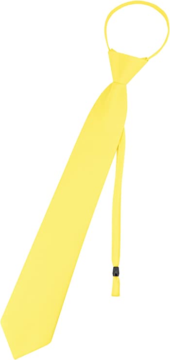 Pre Tied Junior Necktie Solid Color Adjustable Zipper Neck Tie