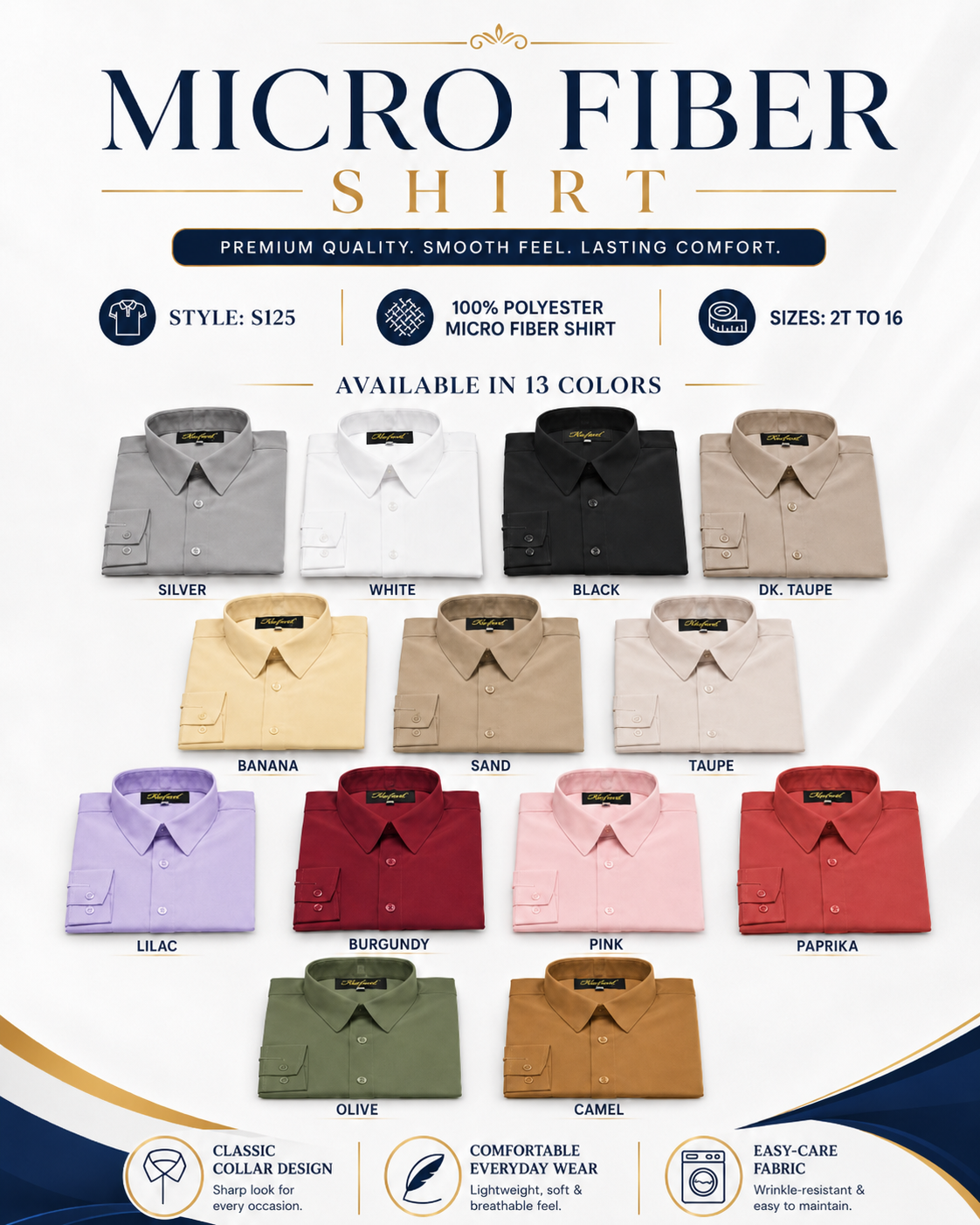 Dress Shirt Boys & Toddler Microfiber Dress Shirts (Sizes 2T-16) | Style S125