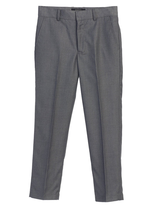Boys Formal Flat Front Dress Pants With Adjustable Waist - Charcoal