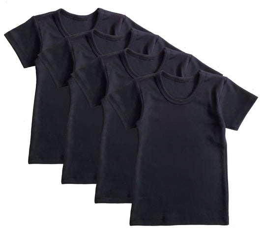 Boys Short Sleeve Undershirt Top Kids 4-Pack