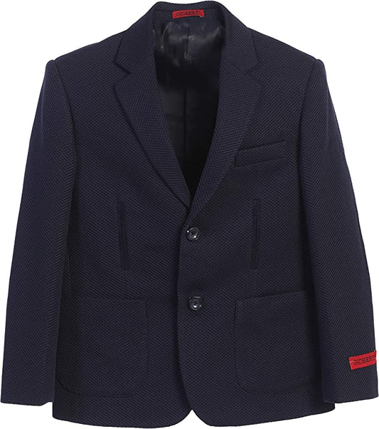 Boys Lightweight Waffle Weave Textured Blazer Jacket Navy