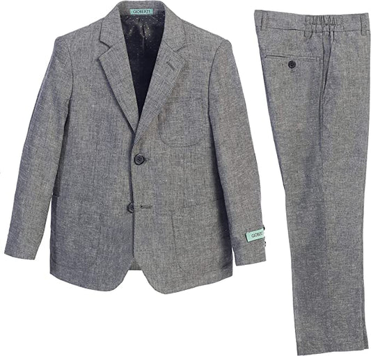 Boys Gray Linen Suit Set 