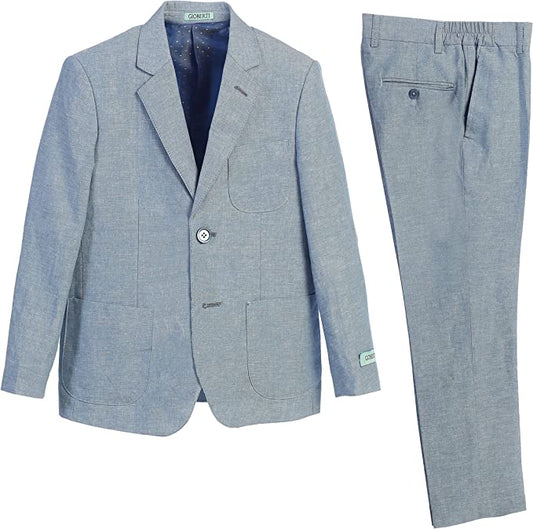 Boys Blue Linen Suit Set