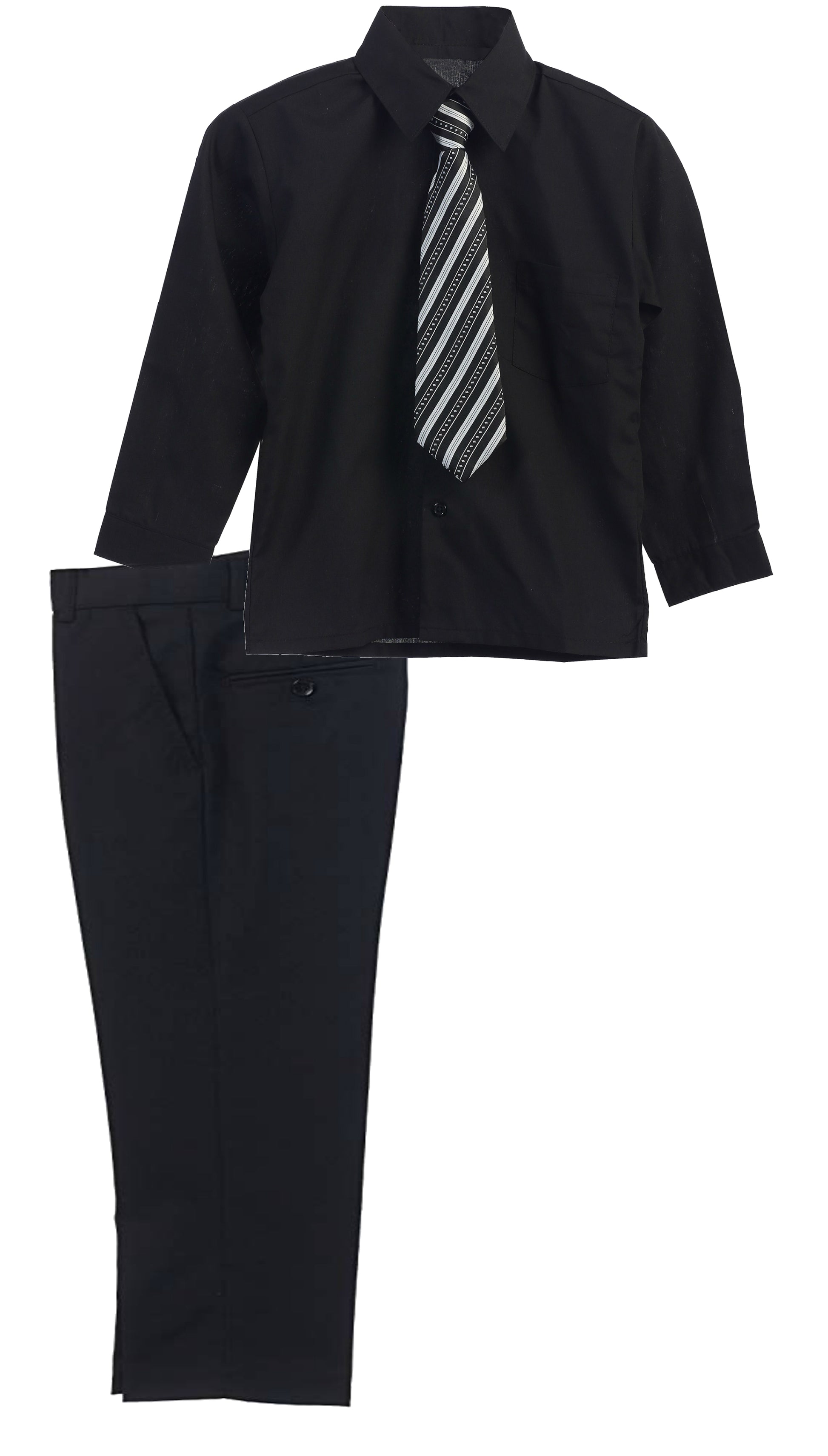 Boys Dress Pants Set With Shirt And Tie -Black Pants / Black Shirt Suit Addiction Boys Dress Pants Set With Shirt And Tie -Black Pants / Black Shirt Suit Addiction