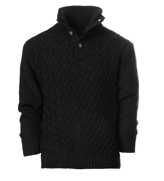 Mock Neck Pullover Knitted Sweater -Black