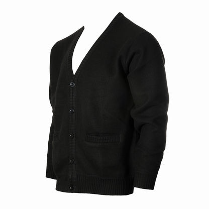 Cardigan Sweater with Soft Brushed Flannel Lining and Pockets -Black