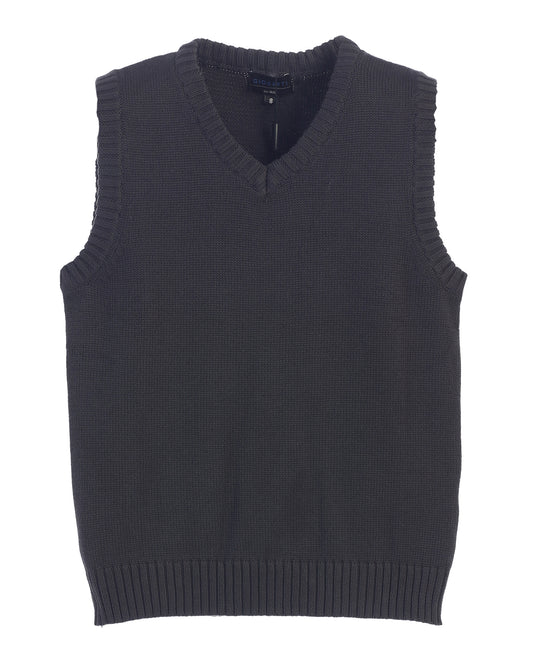 V-Neck 100% Cotton Knitted Pullover Sweater Vest- Charcoal