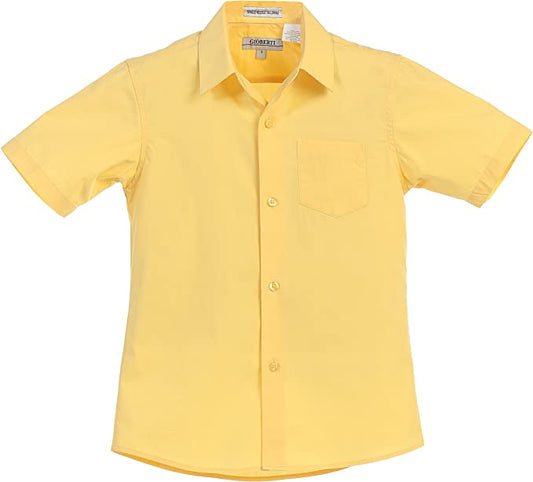 Boy's Short Sleeve Solid Dress Shirt - Banana