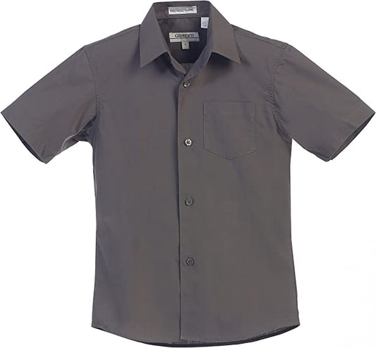 Boy's Short Sleeve Solid Dress Shirt - Dark Gray