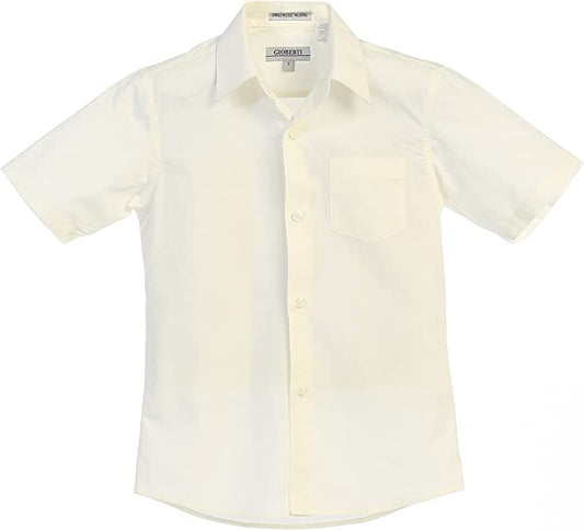 Boy's Short Sleeve Solid Dress Shirt - Ivory