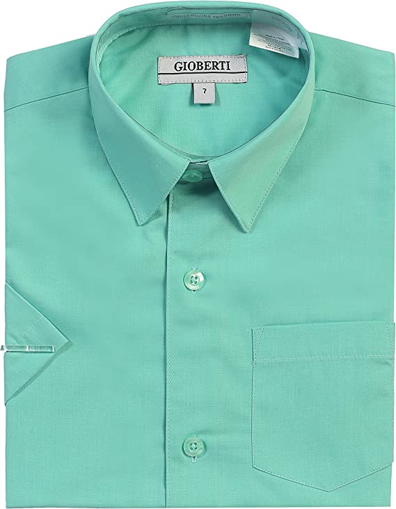 Boy's Short Sleeve Solid Dress Shirt - Mint