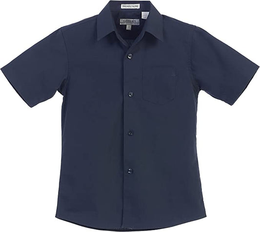 Boy's Short Sleeve Solid Dress Shirt -Navy